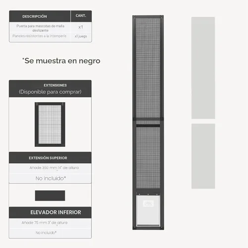 Miniatura 8 de Hakuna Pets V2 Panel de inserción para puerta de mascotas de patio para puertas correderas, se adapta a riel de puerta de 55.12 pulgadas de altura
