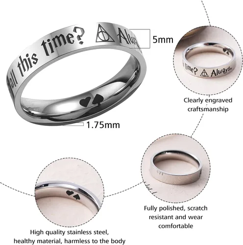 Miniatura 2 de LParkin Ring After All This Time Always - Anillos de acero inoxidable para mujeres y hombres, anillo antiestrés de 0.197 in para fanáticos del mundo