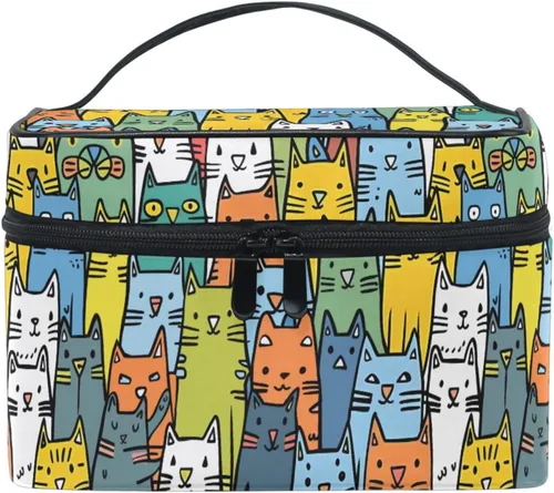 Miniatura 21 de Bolsa de Maquillaje, Estuche de Maquillaje Organizador de Viaje con Diseño de Calavera y Flores, Estuche de Cosméticos, Bolsas de Aseo para Niñas
