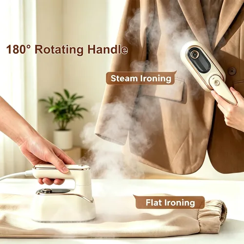 Miniatura 3 de Vaporizador de viaje para ropa, vaporizador portátil giratorio de 1200W, plancha de ropa pequeña para viajes, hogar, dormitorio, universidad, tanque