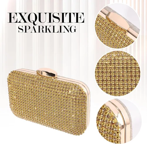 Miniatura 4 de Bolso de mano de cristal plateado para mujer, bolso de noche con purpurina para boda, cena, fiesta, baile de graduación, cóctel