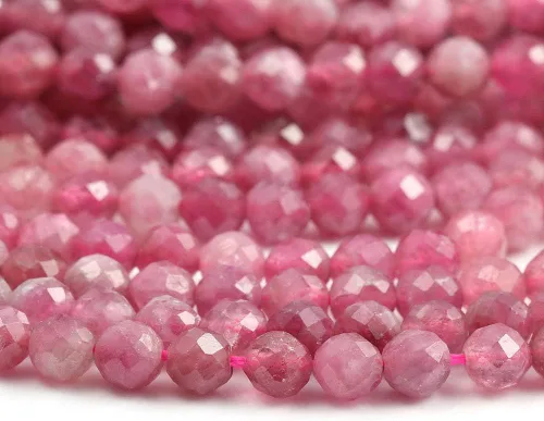 Miniatura 5 de Cuentas de piedra natural de turmalina rosa, cuentas sueltas facetadas para hacer joyas, collares, aretes, anillo, 1 hebra/paquete de 15 pulgadas