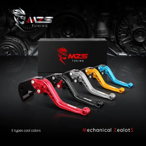 Miniatura 8 de MZS Palancas de embrague y de freno, para motocicleta, negras, ajustables, cortas Negro
