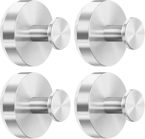 Miniatura 24 de Paquete de 4 ganchos adhesivos dorados para toallas, ganchos autoadhesivos de acero inoxidable para abrigo, gancho para colgar en la pared