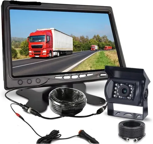Miniatura 2 de Monitor de pantalla LCD TFT de 7 pulgadas para automóvil, kit de cámara de respaldo con cable de 49.2 ft para 18L/ ED IR Cam 10M