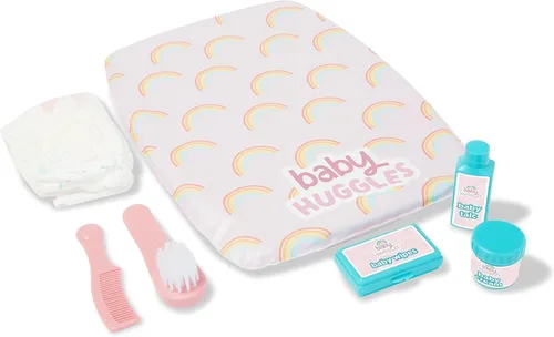 Casdon Juego de cambiadores Baby Huggles. Cambiador de muñecas para niños a partir de 3 años. Incluye pañal reutilizable, cepillo, talco de