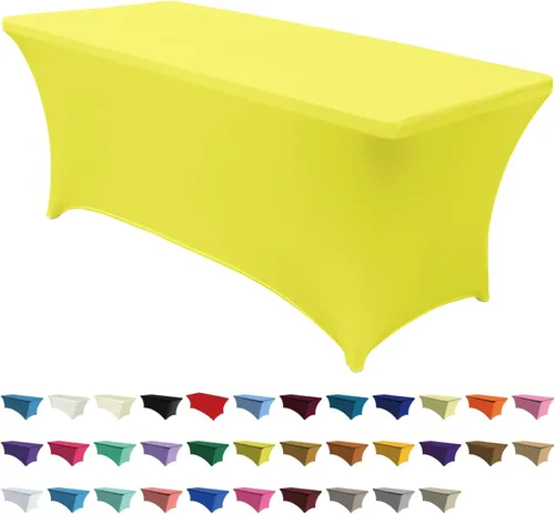 Miniatura 24 de ABCCANOPY - Funda de mesa de elastano elástica de 8 pies, mantel ajustado y resistente a las arrugas, reutilizable para mesas plegables Negro