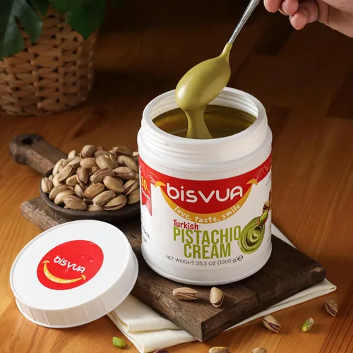 Miniatura 4 de BISVUA Mantequilla de Pistacho Premium (30%), 1 kg (2.2 lb.) - Mantequilla y Untable de Pistacho - Perfecto para el Kit de Barra de Chocolate Viral