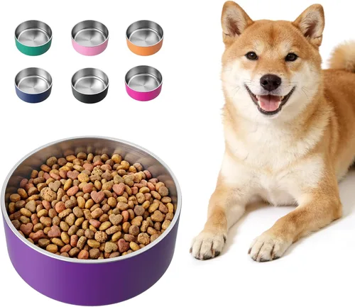 Miniatura 16 de LIHONG Cuencos de acero inoxidable para perros de tamaño pequeño y mediano, antideslizantes, Cuenco para perros aislado, Cuenco para mascotas