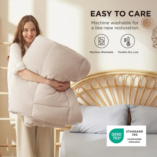 Miniatura 5 de Bedsure Relleno de edredón – Edredones acolchados tamaño King, edredón para todas las estaciones, ropa de cama alternativa de plumón suave, con 8