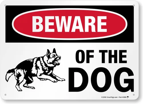 Miniatura 9 de SmartSign Letrero de metal con gráfico "Beware of The Dog" de 7 x 10 pulgadas, aluminio laminado a prueba de óxido, rojo, negro y blanco, fabricado