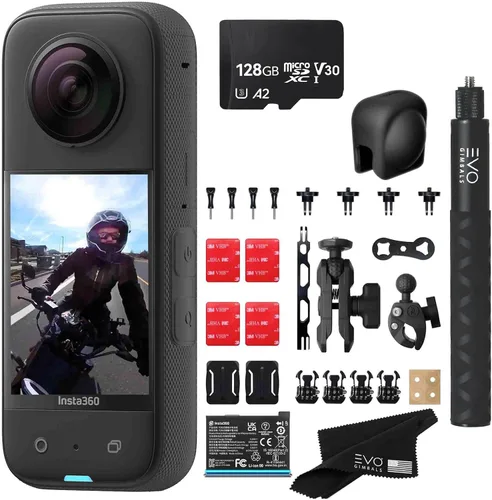 Insta360 X3 - Cámara de acción 360 impermeable con sensores de 1/2 pulgadas de 48 MP, video HDR de 5.7K, foto de 72 MP, lente única 4K, pantalla