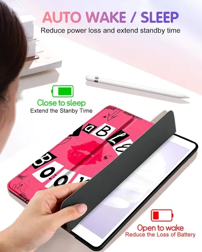 Miniatura 5 de Uppuppy para iPad 9ª/8ª/7ª Generación Funda de 10.2 Pulgadas para Niñas Lindas Mujeres Folio Smart Cover con Soporte para Lápices Diseño de Labios