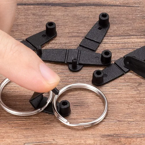 Miniatura 4 de OIIKI 100 clips de plástico para llavero, acrílico negro, pestañas a presión, tarjetero para llaves, anillos, oficina, tarjetas de crédito