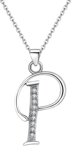 GDDX 26 Alphabet Letter Pendant Necklace 925 Sterling Silver Cubic Zirconia Initial Necklaces With 18" Gifts for Women Girls