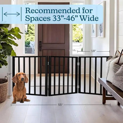 Miniatura 5 de Puerta para mascotas - Valla plegable de 3 paneles para perros de interior para escaleras, pasillos o puertas - Vallas para perros de madera