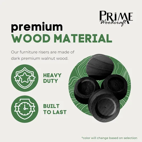 Miniatura 3 de Elevadores de madera de nogal para muebles, 1 pulgada de altura, 4 elevadores, color negro, elevadores de cama de alta calidad para limpieza