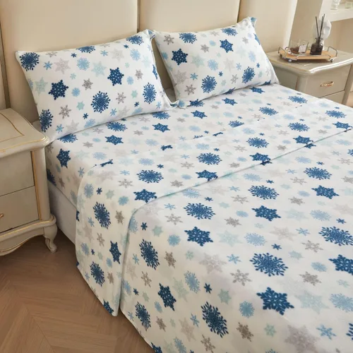 Miniatura 130 de Viviland Juego de sábanas de microforro polar tamaño matrimonial, sábanas ajustadas tipo franela para Navidad con bolsillo de 15" de profundidad