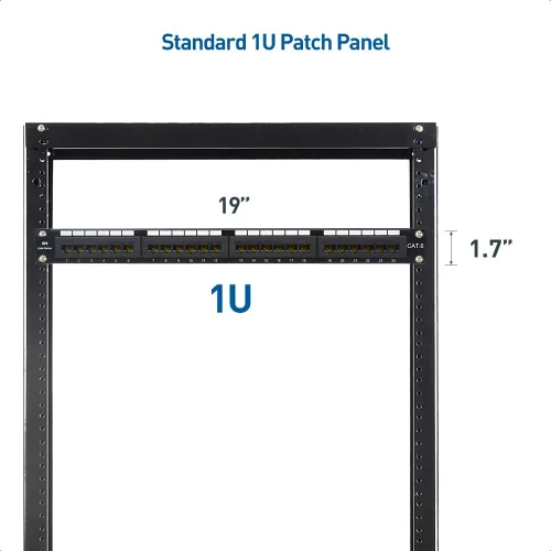 Miniatura 6 de Panel de conexiones Cable Matters de 24 puertos para montaje en rack o en pared de 19 pulgadas con barra de soporte, Panel de conexiones de red Cat6