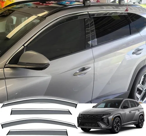 Miniatura 11 de Compatible con Toyota Camry 2018-2024 L LE SE XLE XSE Hybrid Cinta Adhesiva en Policarbonato Protectores de Lluvia Viseras de Ventana Deflector