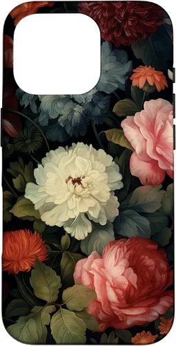 Miniatura 20 de Vintage Dark Flower Pattern Moody Floral Case for iPhone 16