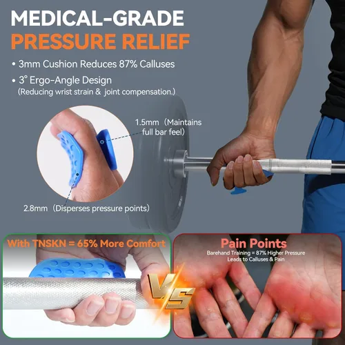 Miniatura 3 de Paquete de 2 agarres de entrenamiento, (300% fricción mejorada) guantes de goma para levantamiento de pesas con bolsa de gimnasio para hombres