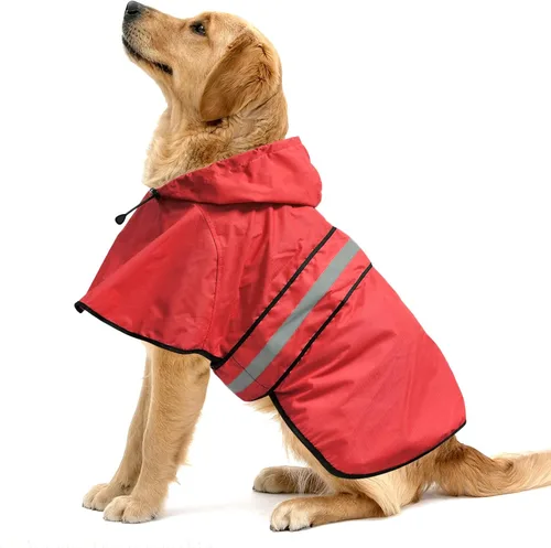 Miniatura 10 de Impermeable reflectante para perros – Impermeable ajustable para perros, impermeable ligero con capucha para perro, poncho chubasquero, chaqueta
