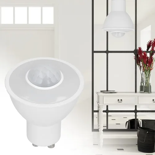 Miniatura 5 de Greensen Bombilla LED GU10 con detector de movimiento infrarrojo, bombilla blanca cálida de 5 W 500LM para pasillo de techo, iluminación