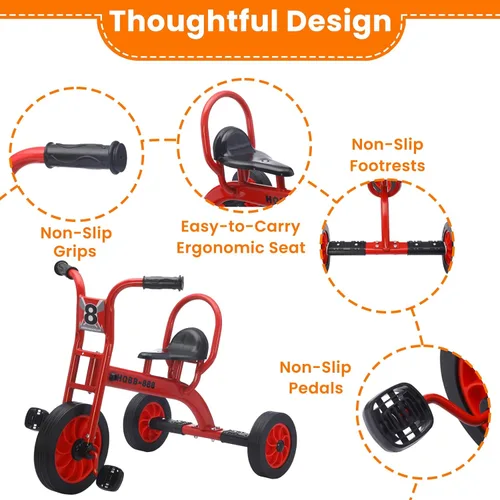 Miniatura 5 de Triciclo para niños de edad 2-6 años, triciclo para niños con rueda grande, triciclo para jardín de infantes y cuidado diurno al aire libre