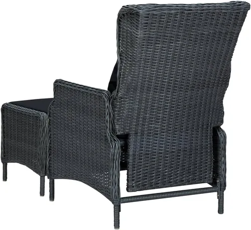 Miniatura 8 de Ensemble de salle à manger extérieur 9 piezas gris foncé, mesa rectangular et 6 chaises avec primos, résistant aux intempéries pour jardín, terraza