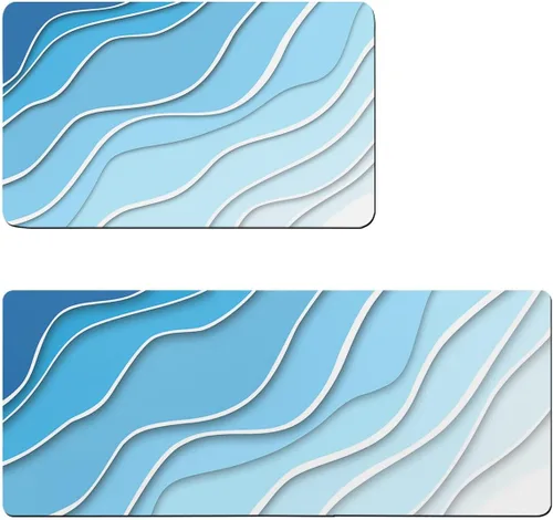 Miniatura 7 de Tapete de baño geométrico azul para bañera, antideslizante, de secado rápido y absorbente, de tierra de diatomeas, para fregadero de cocina