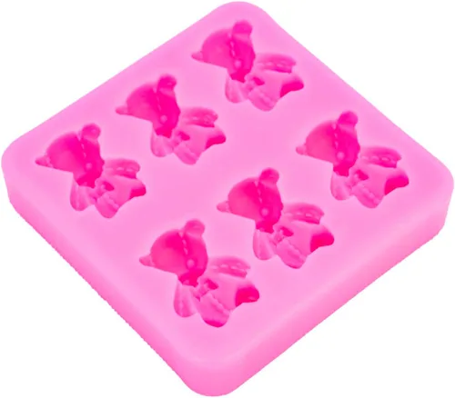 Miniatura 3 de Lindo oso de peluche sentado en 3D con moño, molde de silicona para hacer dulces, postres de goma de mascar, pudín de cristal, decoración