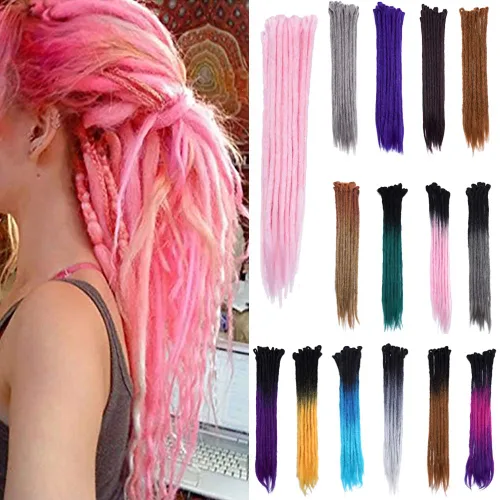 Extensión de rastas de 24 pulgadas, color degradado para hip-hop, sintéticas, resistentes al calor, extensiones de rastas de terror reggae, Bleach