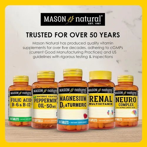 Miniatura 7 de MASON NATURAL Magnesio y vitamina D3 con cúrcuma - Corazón saludable y sistema nervioso, fortalece los huesos y los músculos, mejora la salud