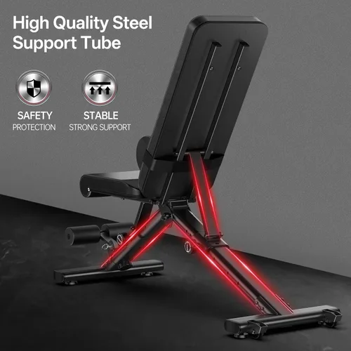 Miniatura 5 de PASYOU Adjustable Weight Bench for Home Gym, Foldable Workout Benches with 660LBS, Exercise Bench for Incline Decline Flat Bench Press, Foldable