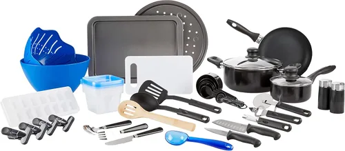 Miniatura 11 de Gibson Home Juego de Cocina de 74 Piezas en una Caja: Ollas y Sartenes, Vajilla de Platos y Cuencos, Bloque de Cuchillos y Cubertería, Cubiertos