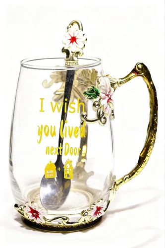 Miniatura 13 de Taza de té de cristal con cuchara y flores, regalo ideal para mujeres, especialmente mamá, en el día de San Valentín, Navidad, cumpleaños, taza
