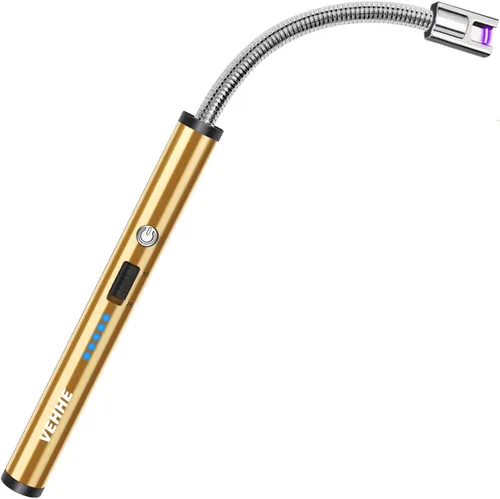 Miniatura 15 de VEHHE - Encendedor de velas eléctrico, encendedor de arco recargable con batería LED, pantalla de batería, cuello flexible largo, USB, encendedores