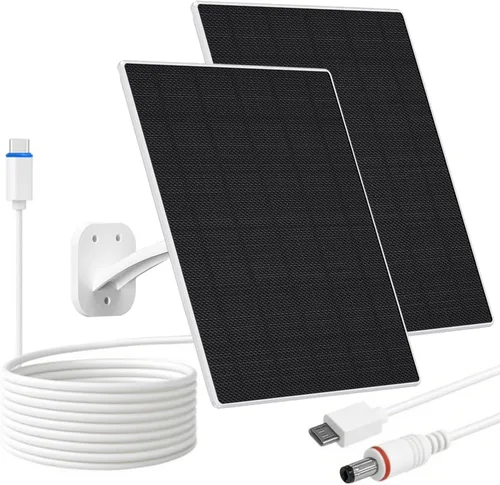 Miniatura 8 de FUTUREZEN Panel Solar para Cámara de Seguridad, Cargador Solar de 10W con DC 5.5x2.1mm, Puerto USB-C y Micro USB, Resistente al Agua IP66, Montura