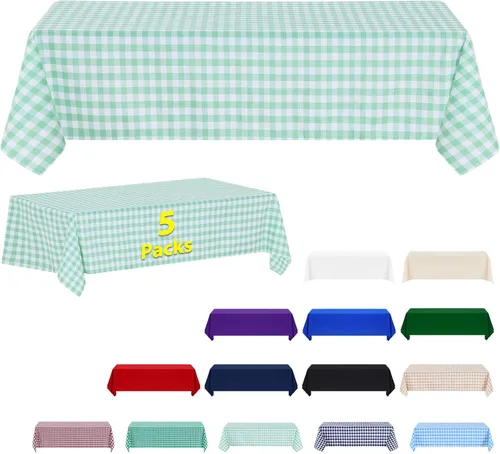Miniatura 71 de ABCCANOPY Paquete de 3 manteles rectangulares de poliéster de 60 x 84 pulgadas, para interiores y exteriores, resistentes a las manchas, lavable