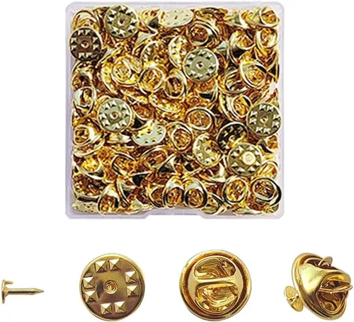 100 piezas de embragues dorados, tachuelas de metal con mariposa para broche de sombrero, solapa, insignias, repuesto de 0.433 in