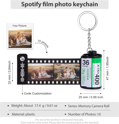 Miniatura 3 de Llaveros personalizados con fotos, llavero personalizado con rollo de película de cámara de imagen, regalo para novio