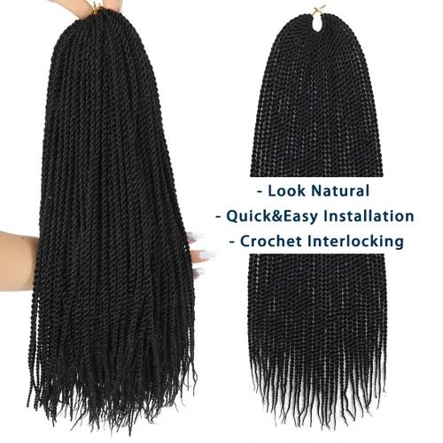 Miniatura 5 de Trenzas de Ganchillo Senegalesas Twist Cabello de Ganchillo 7 Paquetes Pre Enrollado Micro Trenzas Senegalesas Twist Cabello Trenzado Trenzas