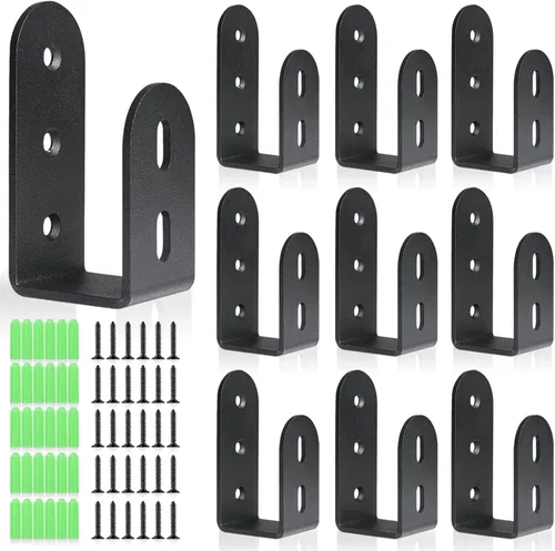 Miniatura 8 de Barra de seguridad para puerta, soportes de barricada de puerta resistentes para madera de 2 x 4, soporte de barra abierta de acero en U