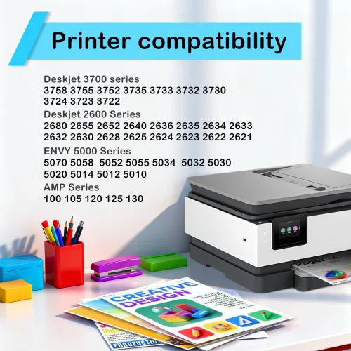 Miniatura 2 de Cartuchos de tinta de impresora 65 65xL, color negro, paquete combinado de repuesto para HP Ink 65 HP65 XL 65XL negro y uso de color con HP Envy