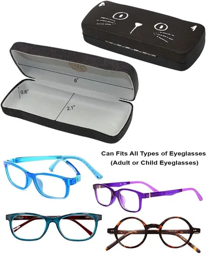 Miniatura 5 de JAVOedge Paquete de 2 Funda de almacenamiento de lentes con diseño de cara de gato multicolor con tela de microfibra