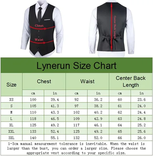 Miniatura 5 de Lynerun Chaleco de traje para hombre, chaleco formal de negocios, para boda