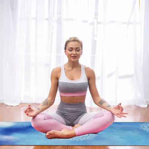 Miniatura 6 de Esterilla de yoga de viaje antideslizante, esterillas de fitness de pilates, ecológicas de 0.059 in de grosor para mujeres, esterillas de ejercicio