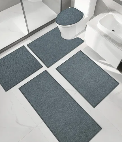 Miniatura 42 de Chakme Juego de 2 alfombras de baño ultrafinas, absorbentes, antideslizantes, lavables a máquina, color negro, 17 x 24 pulgadas / 17 x 30 pulgadas