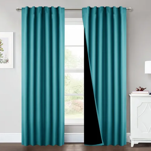 Miniatura 30 de NICETOWN Paneles de cortinas totalmente opacas para dormitorio que reducen el frío, cubiertas de ventana súper gruesas aisladas, cortinas Biscotti